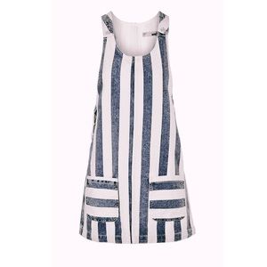 Topshop Moto Stripe Denim Pinafore Overall Dress